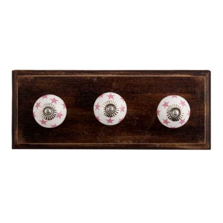 Light Pink Star Ceramic Wooden Hooks